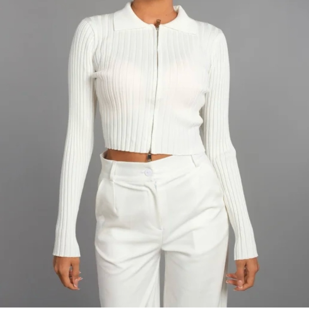 Wild Fable White Ribbed Sweater